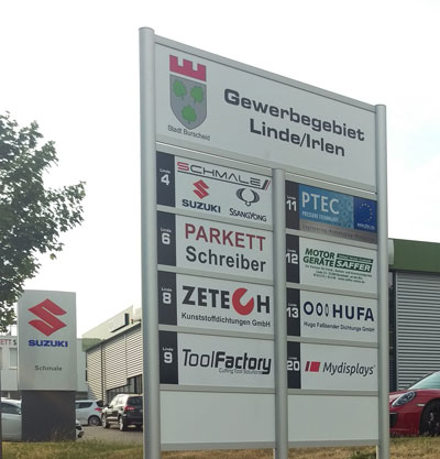 Pfostenschildsysteme für Werbung, Firmenwerbung, Werbeschild